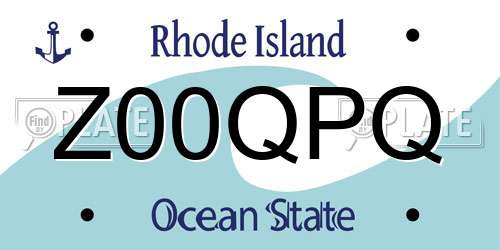 Z00QPQ Rhode Island License Plate