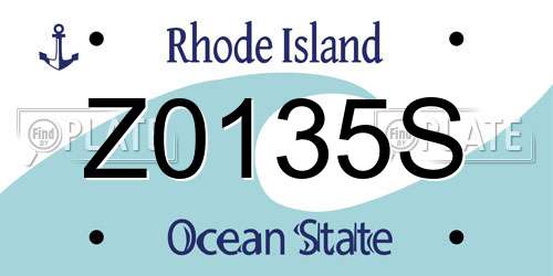 Z0135S Rhode Island License Plate