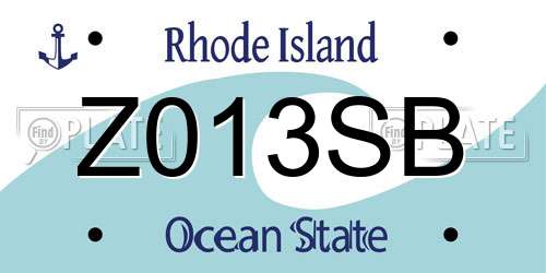 Z013SB Rhode Island License Plate