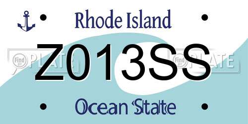 Z013SS Rhode Island License Plate