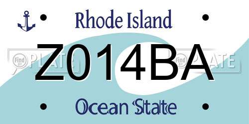 Z014BA Rhode Island License Plate