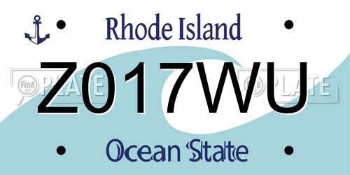 Z017WU Rhode Island License Plate