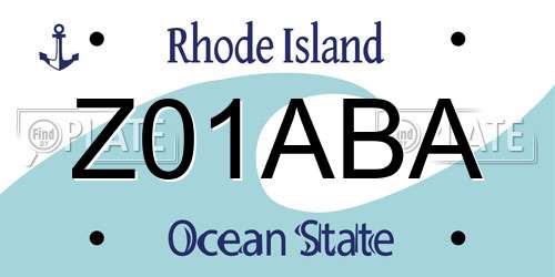 Z01ABA Rhode Island License Plate