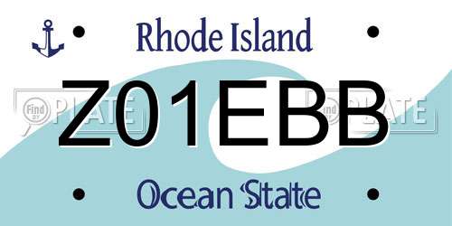 Z01EBB Rhode Island License Plate