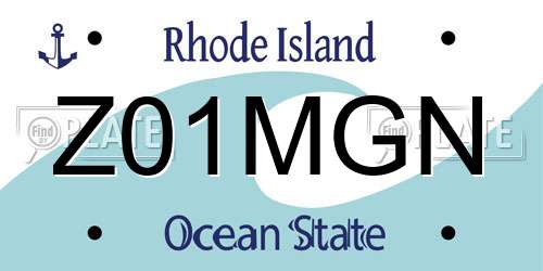 Z01MGN Rhode Island License Plate