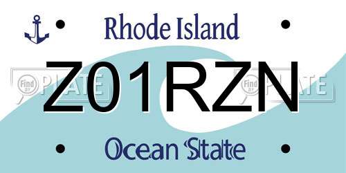 Z01RZN Rhode Island License Plate