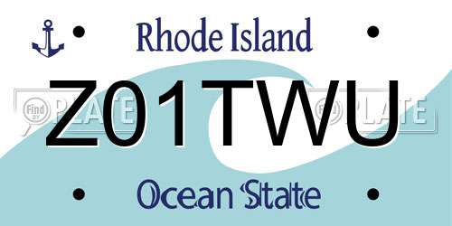 Z01TWU Rhode Island License Plate