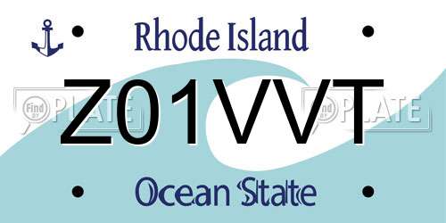 Z01VVT Rhode Island License Plate