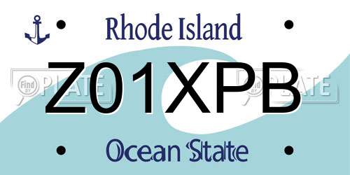 Z01XPB Rhode Island License Plate