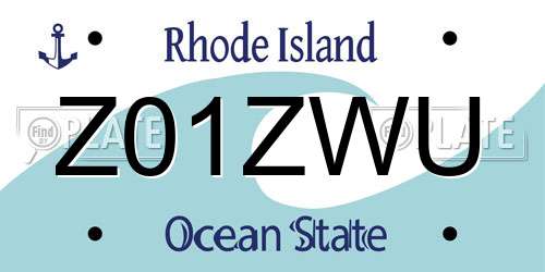 Z01ZWU Rhode Island License Plate
