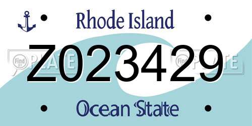 Z023429 Rhode Island License Plate