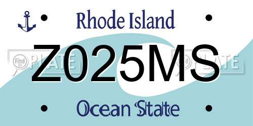 Z025MS Rhode Island License Plate