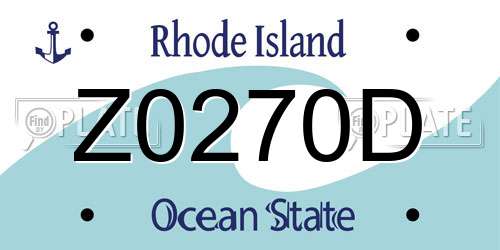 Z0270D Rhode Island License Plate