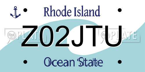 Z02JTU Rhode Island License Plate