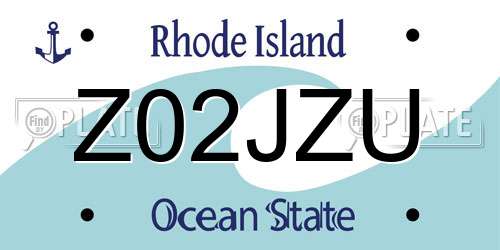 Z02JZU Rhode Island License Plate