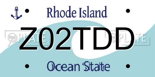 Z02TDD Rhode Island License Plate
