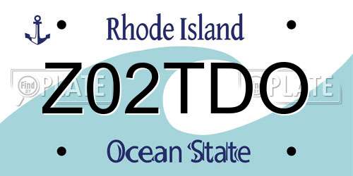 Z02TDO Rhode Island License Plate