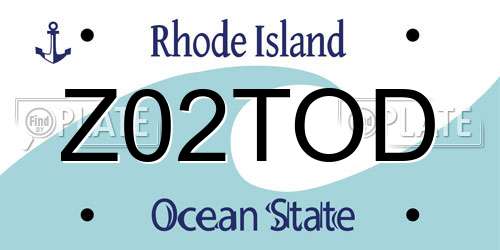 Z02TOD Rhode Island License Plate