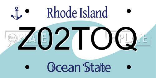 Z02TOQ Rhode Island License Plate