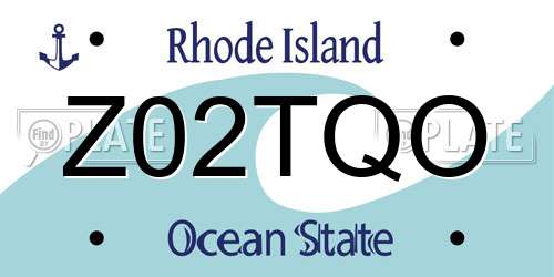 Z02TQO Rhode Island License Plate