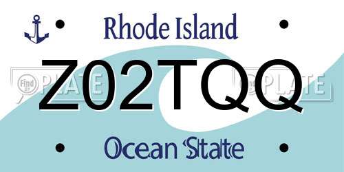 Z02TQQ Rhode Island License Plate