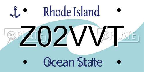 Z02VVT Rhode Island License Plate