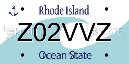 Z02VVZ Rhode Island License Plate