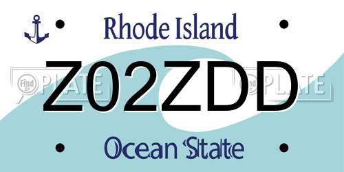 Z02ZDD Rhode Island License Plate