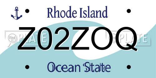 Z02ZOQ Rhode Island License Plate