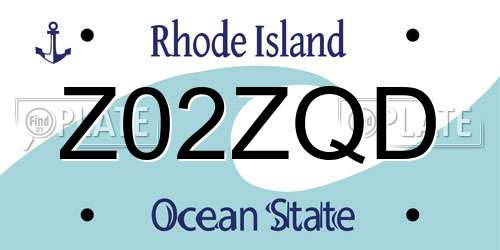 Z02ZQD Rhode Island License Plate
