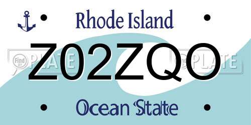 Z02ZQO Rhode Island License Plate