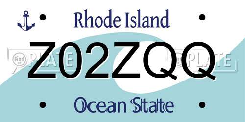 Z02ZQQ Rhode Island License Plate