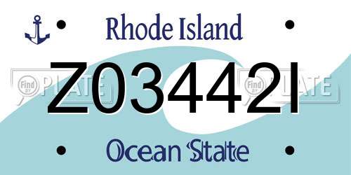 Z03442I Rhode Island License Plate