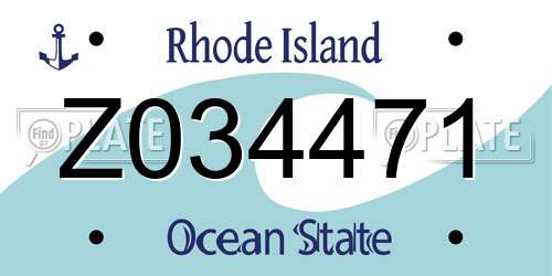 Z034471 Rhode Island License Plate