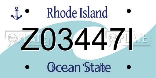 Z03447I Rhode Island License Plate