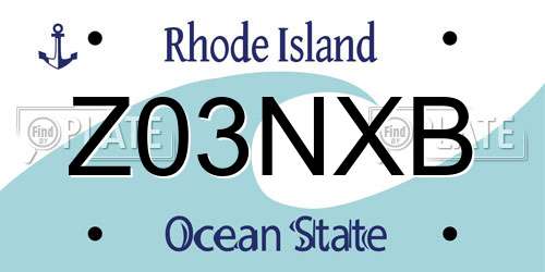 Z03NXB Rhode Island License Plate