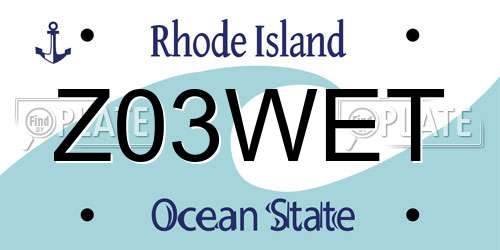 Z03WET Rhode Island License Plate