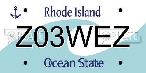 Z03WEZ Rhode Island License Plate