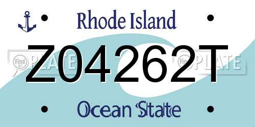 Z04262T Rhode Island License Plate