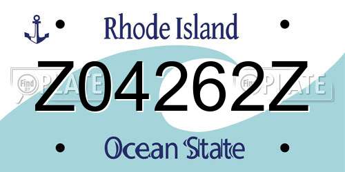 Z04262Z Rhode Island License Plate