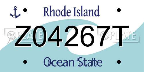 Z04267T Rhode Island License Plate