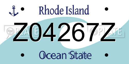 Z04267Z Rhode Island License Plate