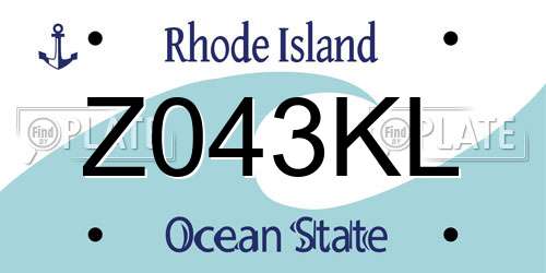 Z043KL Rhode Island License Plate