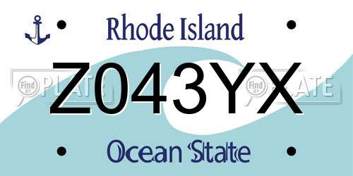 Z043YX Rhode Island License Plate