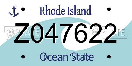 Z047622 Rhode Island License Plate