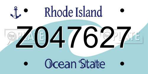 Z047627 Rhode Island License Plate
