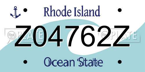 Z04762Z Rhode Island License Plate