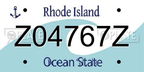 Z04767Z Rhode Island License Plate