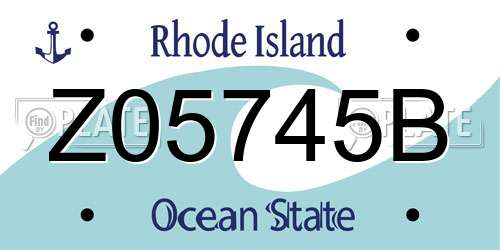 Z05745B Rhode Island License Plate