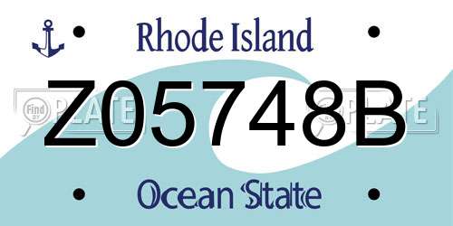 Z05748B Rhode Island License Plate